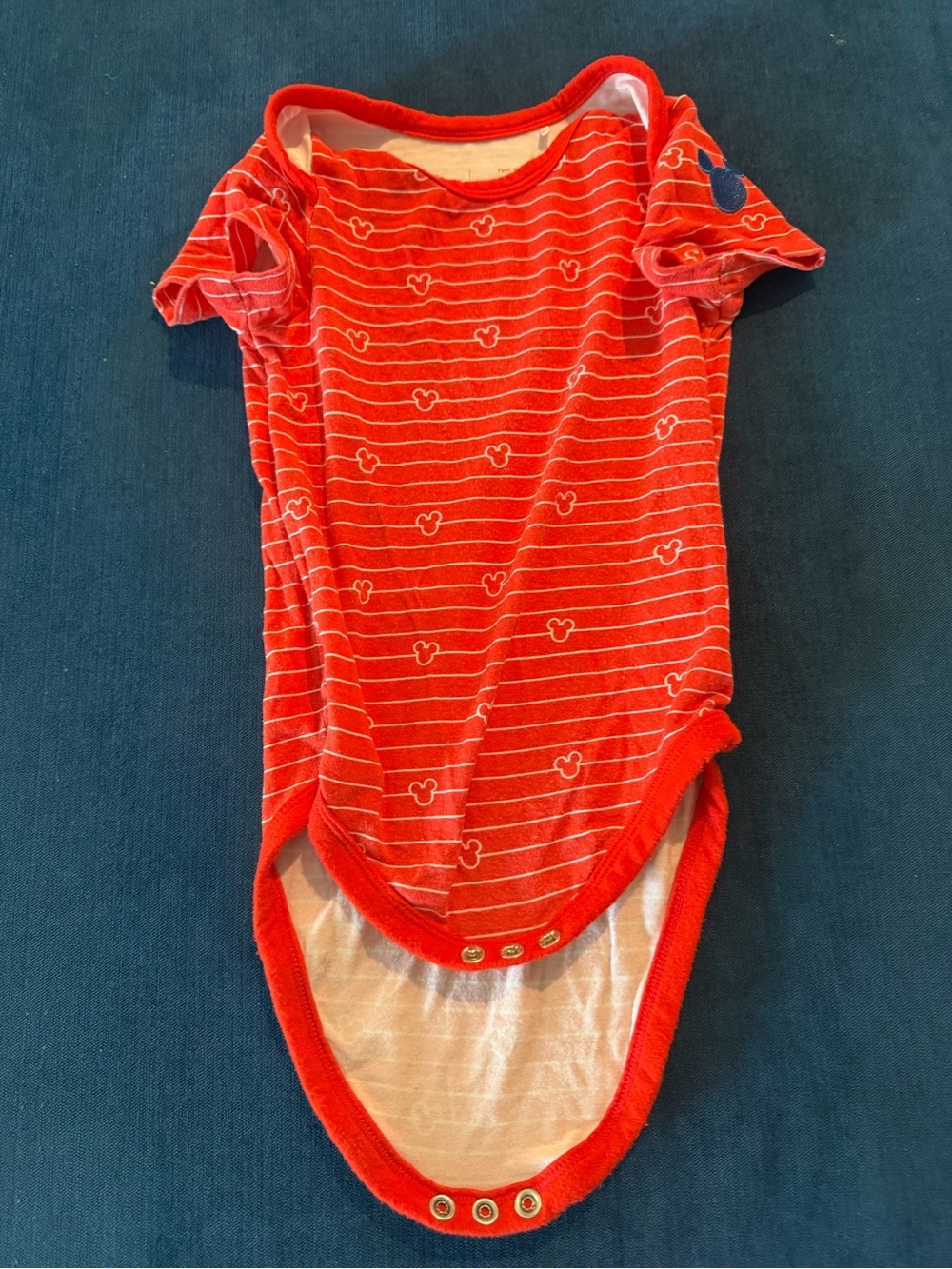 Little sleepies Red Striped Baby One-Piece Bodysuit with Mickey Outline